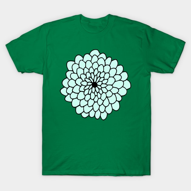 Large Mint Green Flower T-Shirt by HappyCatPrints